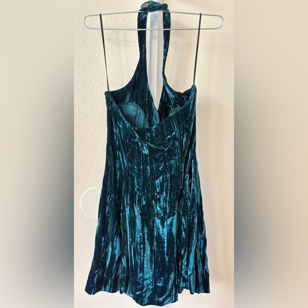 Vintage 90s Betsey Johnson Velvet Halter Neck Dress - Size S - Picture 2 of 5